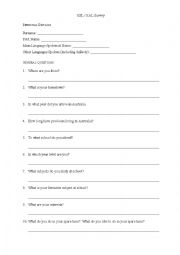 English Worksheet: ESL Survey