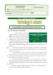 Written test on the use of technology in schools