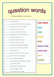 English Worksheet: Question words