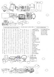 English Worksheet: HOUSE AND FURNITURE