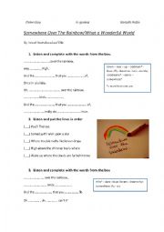 English Worksheet: Somewhere over the rainbow