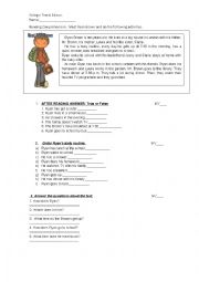 English Worksheet: Reading comprehension 