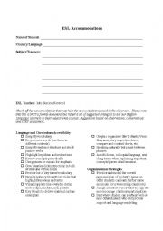 ESL Student Accommodation Form