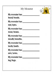 English Worksheet: Roll a Monster