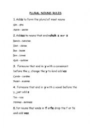 English Worksheet: plural noun rules
