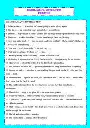 English Worksheet: Much, many, little, few