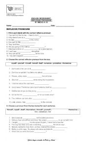 English Worksheet: REFLEXIVE PRONOUNS