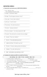 English Worksheet: REPORTED SPEECH AND CONNECTORS