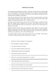 English Worksheet: history of chocolate