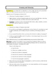 English Worksheet: Skimming Vs Scanning explanation 