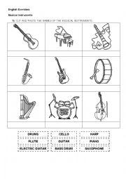 English Worksheet: Musical instruments