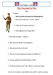 English Worksheet: poppy day: the tommies go war reading