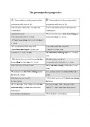 English Worksheet: Present Perfect Progressive Tandem