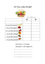 English Worksheet: Do you like fruits?