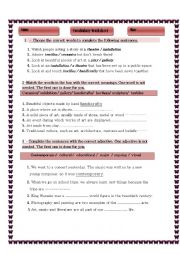 Vocabulary worksheet