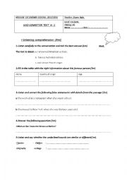 English Worksheet: Mid-semester exam