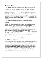 English Worksheet: Mid semester test n  1 pioneer school