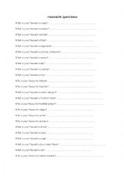 English Worksheet: Asking Favourites