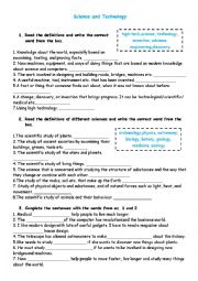 English Worksheet: Science and Discoveries