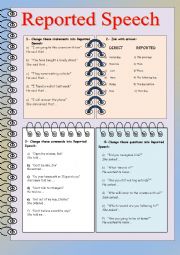 English Worksheet: Reported Speech