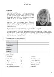 English Worksheet: English Test 7th grade