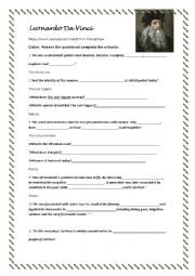 English Worksheet: Leonardo Da Vinci listening comprehension