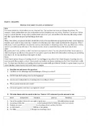 English Worksheet: WOULD YOU LIKE TO LIVE AT SCHOOL