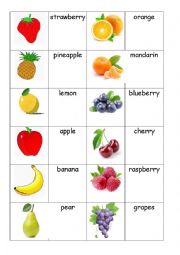 English Worksheet: Fruit - memory game