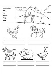 English Worksheet: Old MacDonald Had a Farm