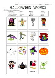 Halloween Vocabulary and Cards