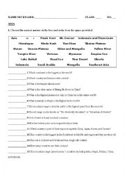 English Worksheet: ASIA