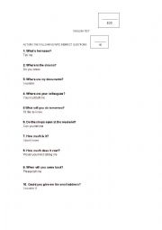 English Worksheet:  indirect questions and relative clauses