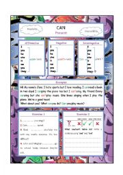 English Worksheet: Can-Graffiti Style Grammar Guide