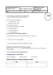 English Worksheet: mid-semester test