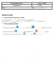 English Worksheet: TEST 1 SEMESTER 1 (spelling)