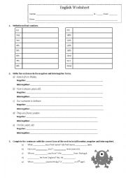 English Worksheet: English revision worksheet