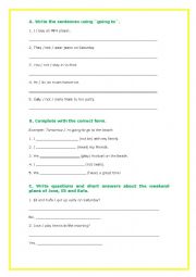 English Worksheet: BE GOING TO - EXERCISES