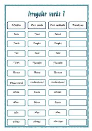 English Worksheet: irregular verbs 9
