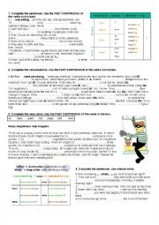 English Worksheet: past continuous exercises