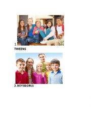 English Worksheet: teens and tweens