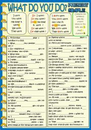 English Worksheet: What do you do?:Present simple 