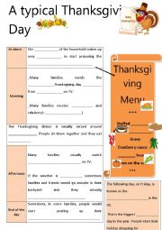English Worksheet: A typical thanksgiving day