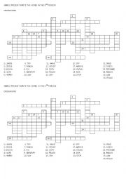 English Worksheet: SIMPLE PRESENT - CROSSWORD