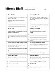 English Worksheet: Idioms Bluff