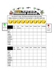 English Worksheet: Battleship-Supermario edition