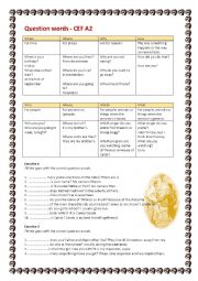 English Worksheet: What, which, when, where, how, who, whose,  question words - CEF A2