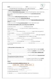 English Worksheet: PAST SIMPLE TEST