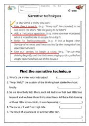 English Worksheet: Narrative techniques