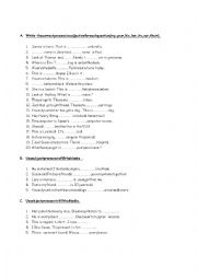 English Worksheet: POSSESSIVE ADJ,SUBJECT and OBJECT PRONOUNS