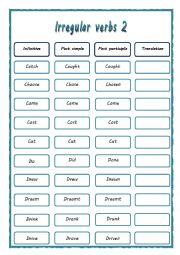 English Worksheet: irregular verbs 2